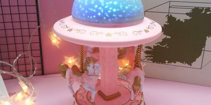 Holiday Toy List Tarmeek Carousel Music Box For Girls Creative Star Projection Lantern Carousel Music Box Music Box Girl Holiday Gift Christmas Gifts 19x14x14cm(7.5x5.5x5.5in). Pink