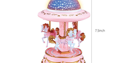 Holiday Toy List Tarmeek Carousel Music Box For Girls Creative Star Projection Lantern Carousel Music Box Music Box Girl Holiday Gift Christmas Gifts 19x14x14cm(7.5x5.5x5.5in). Pink