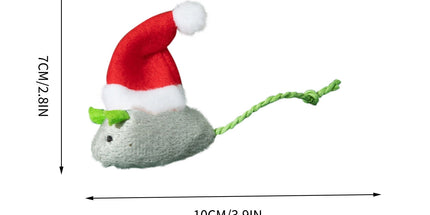 Catnip Toys Interactive Toy Christmas Hat Costume Plush Mouse Shaped Cat Toys for Cat Kitten Indoor A