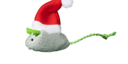 Catnip Toys Interactive Toy Christmas Hat Costume Plush Mouse Shaped Cat Toys for Cat Kitten Indoor A