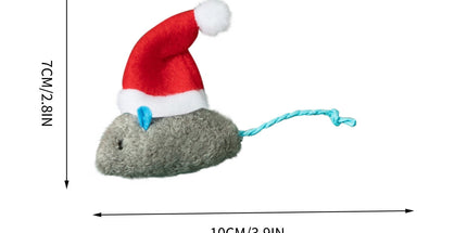 Catnip Toys Interactive Toy Christmas Hat Costume Plush Mouse Shaped Cat Toys for Cat Kitten Indoor B