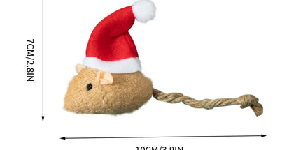 Catnip Toys Interactive Toy Christmas Hat Costume Plush Mouse Shaped Cat Toys for Cat Kitten Indoor D
