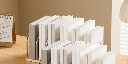 Multi-Tier Desktop Bookshelf - Space-Saving Desk Organizer for Books, Files & Learning Supplies, Serviceable Storage Rack for Office, Study, or Home Use (Lightweight & Compact) 14.6×5.9×5.3 in White