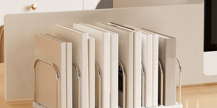 Multi-Tier Desktop Bookshelf - Space-Saving Desk Organizer for Books, Files & Learning Supplies, Serviceable Storage Rack for Office, Study, or Home Use (Lightweight & Compact) 14.6×5.9×5.3 in White