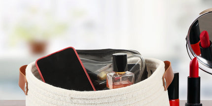 White Woven Storage Basket with Handle for Everyday Home Organization and Storage Solutions
