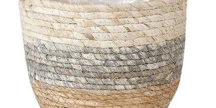 Woven Seagrass Plant Basket, Flower Pots Home Boho Decor, Storage Picnic Grocery Straw Bag for Plant Artificial Tree - 5.5"×8.7"×6.3 B