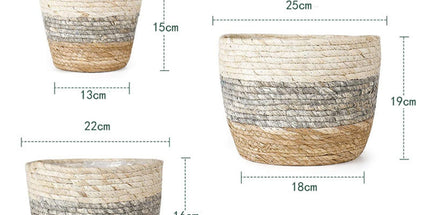 Woven Seagrass Plant Basket, Flower Pots Home Boho Decor, Storage Picnic Grocery Straw Bag for Plant Artificial Tree - 5.5"×8.7"×6.3 B