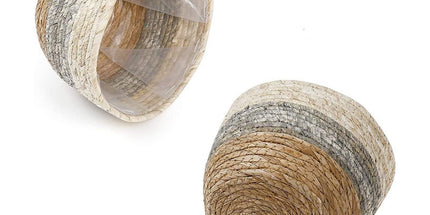 Woven Seagrass Plant Basket, Flower Pots Home Boho Decor, Storage Picnic Grocery Straw Bag for Plant Artificial Tree - 5.5"×8.7"×6.3 B