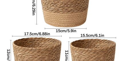 Woven Seagrass Plant Basket, Flower Pots Home Boho Decor, Storage Picnic Grocery Straw Bag for Plant Artificial Tree - 5.5"×8.7"×6.3 D