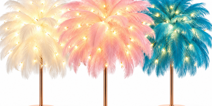 Ostrich Feather Table Lamp Pink, 80 Hand-Woven Natural Feathers, 3 Colour Temperature Touch Dimming, USB Rechargeable LED Bedside Lamp with Gold Metal Base Tyack eCommerce Solutions