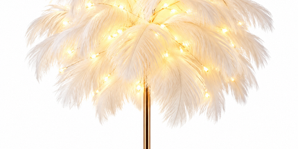 Ostrich Feather Table Lamp Pink, 80 Hand-Woven Natural Feathers, 3 Colour Temperature Touch Dimming, USB Rechargeable LED Bedside Lamp with Gold Metal Base Tyack eCommerce Solutions