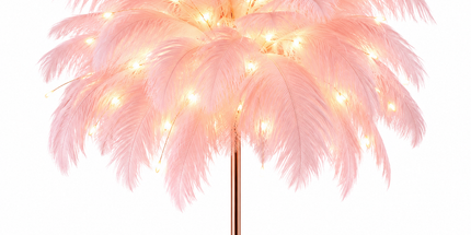 Ostrich Feather Table Lamp Blue, 80 Hand-Woven Natural Feathers, 3 Colour Temperature Touch Dimming, USB Rechargeable LED Bedside Lamp with Gold Metal Base Tyack eCommerce Solutions
