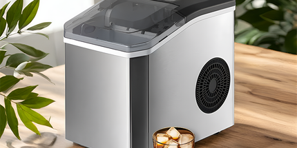 Ice Maker Countertop, Portable Ice Machine with Carry Handle, 26.5lbs Per Day, 9 Cubes in 6 Mins, Auto-Cleaning, with Basket and Scoop, for Home, Kitchen, Camping, RV