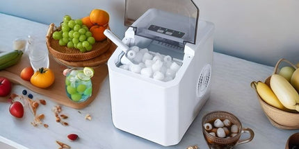 Ice Maker Countertop, Portable Ice Machine with Carry Handle, 26.5lbs Per Day, 9 Cubes in 6 Mins, Auto-Cleaning, with Basket and Scoop, for Home, Kitchen, Camping, RV