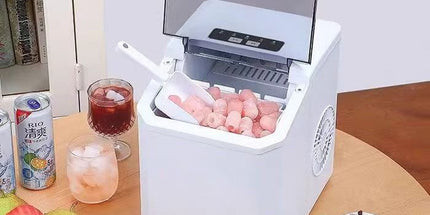 Ice Maker Countertop, Portable Ice Machine with Carry Handle, 26.5lbs Per Day, 9 Cubes in 6 Mins, Auto-Cleaning, with Basket and Scoop, for Home, Kitchen, Camping, RV
