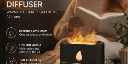 USB Flame Aroma Diffuser, Black Single Light, Christmas Gift