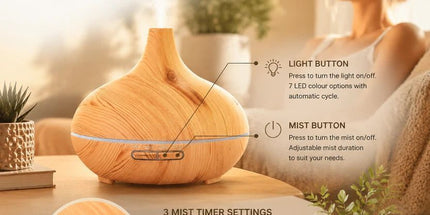Onion Wood Grain Aroma Diffuser, White Wood + Remote, 24V AU Plug, Christmas Gift
