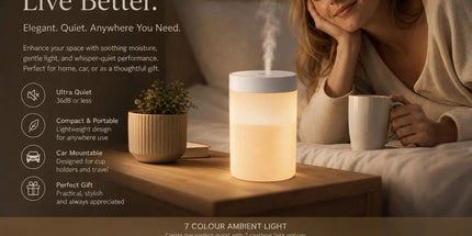 USB Mini Humidifier with Aroma Light, White, Christmas Gift