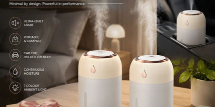 2 Pack Colour Light Humidifier 330ML White, Christmas Hamper Filler