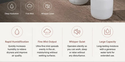 2 Pack Colour Light Humidifier 330ML White, Christmas Hamper Filler
