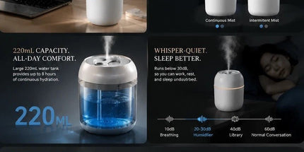 USB Water Drop Aroma Humidifier 220ML Nordic Pink, Christmas Gift