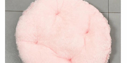 Large Removable Faux Rabbit Fur Round Pet Bed, Thick Cushion Moisture-Proof All Season Pet Rest Bed, Pink, Size 2XL, 35.43x35.43x7.87in