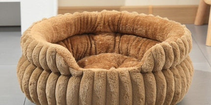 Oversized Removable Notch Style Round Pet Bed, Thick Cushion Moisture-Proof All Season Pet Nest, Coffee, Size 2XL, 35.43x35.43x7.87in