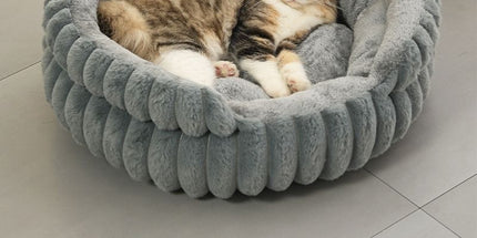 Oversized Removable Notch Style Round Pet Bed, Thick Cushion Moisture-Proof All Season Pet Nest, Coffee, Size 2XL, 35.43x35.43x7.87in