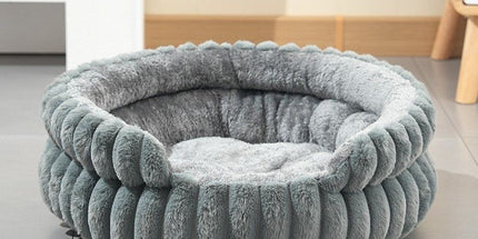 Oversized Removable Notch Style Round Pet Bed, Thick Cushion Moisture-Proof All Season Pet Nest, Grey, Size 2XL, 35.43x35.43x7.87in