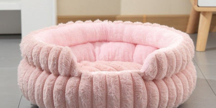 Oversized Removable Notch Style Round Pet Bed, Thick Cushion Moisture-Proof All Season Pet Nest, Pink, Size 2XL, 35.43x35.43x7.87in