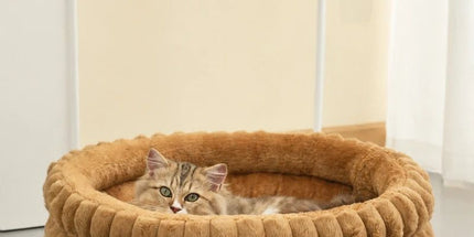 Oversized Removable Notch Style Round Pet Bed, Thick Cushion Moisture-Proof All Season Pet Nest, Pink, Size 2XL, 35.43x35.43x7.87in