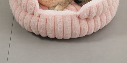 Oversized Removable Notch Style Round Pet Bed, Thick Cushion Moisture-Proof All Season Pet Nest, Pink, Size 2XL, 35.43x35.43x7.87in