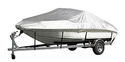 190T Polyester Taffeta V-Hull Boat Cover, Multi-Purpose Outdoor Dustproof Sun Protection Yacht Cover, Silver Grey, Fits 20-22FT, 700cm*320cm, Reliable Open Air Vessel Cover