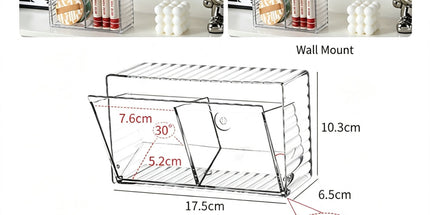 Clear Dual Compartment Front Flip Storage Box, Acrylic Cosmetic Organiser