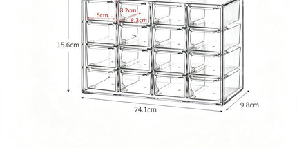 Clear 16 Grid Large Cosmetic Storage Box, Multi-Grid Acrylic Vanity Organiser