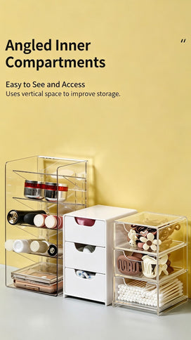 Clear 16 Grid Large Cosmetic Storage Box, Multi-Grid Acrylic Vanity Organiser