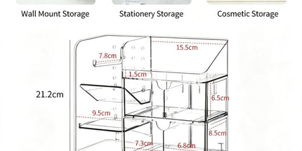 Combined Acrylic Storage Unit, Connected Shelf With Drawers For Dressing Table