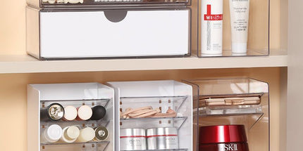 Combined Acrylic Storage Unit, Connected Shelf With Drawers For Dressing Table