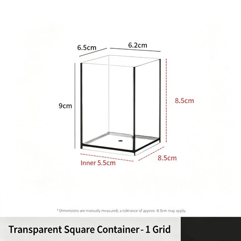 Clear Square Storage Tube, 1 Compartment Acrylic Cosmetic Holder