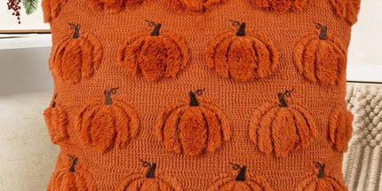 2PCS Halloween Themed Short Plush Pillow Cover, Pumpkin Pattern Decorative Cushion Shell, Suitable For Sofa Living Room Bedroom, 45x45cm, Pillow Insert Not Included
