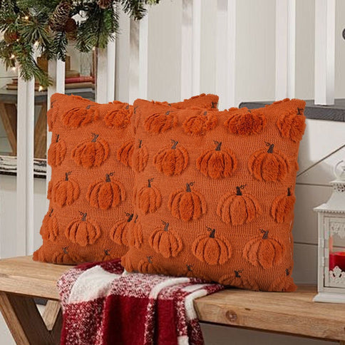 Green 2pc Short Plush Cushion Cover For Halloween Party Decoration