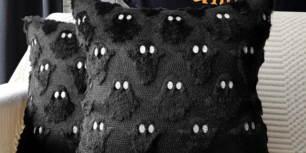 2PCS Short Plush Cushion Cover For Halloween Party Decoration, Green Spectre Design Pillow Shell, Home Indoor Festive Ornament, 45x45cm, Pillow Insert Not Included