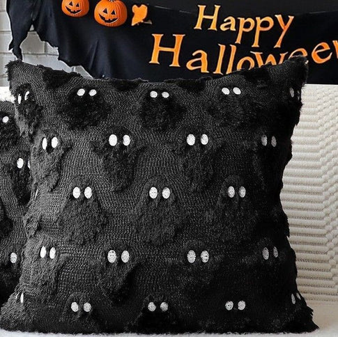 Black 2pc Fun Festival Short Plush Pillow Cover