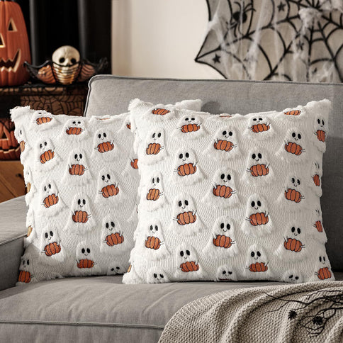 2pc Short Plush Decorative Pillow Cover For Holiday Scene