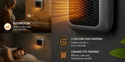 Wall Mount Mini Fan Heater Timer Portable Electric Heater Home Office