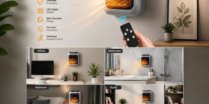 Wall Mount Mini Heater with Remote Timer Portable Electric Warmer for Home Office