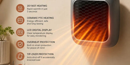 Wall Mount Mini Heater with Remote Timer Portable Electric Warmer for Home Office
