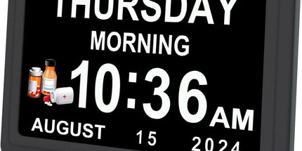 Dementia Digital Clock for Seniors, Extra Large Electric Calendar Clock With 20 Alarms Auto DST and HD Display, 10 in, 1024 x 600P