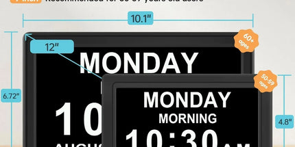 Dementia Digital Clock for Seniors, Extra Large Electric Calendar Clock With 20 Alarms Auto DST and HD Display, 10 in, 1024 x 600P