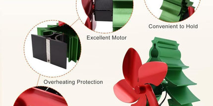 Fireplace Fan Fireplace and Stove Accessory Christmas Tree Shape x12 x23cm, 17.5cm, 5cm
